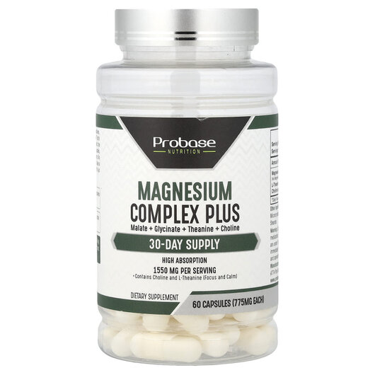 Основное фото товара Magnesium Complex Plus Основное фото товара Probase Nutrition, Магний, Magnesium Complex Plus, 60 капсул