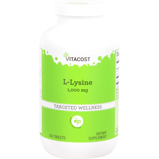 Основне фото товару Vitacost, L-Lysine 1000 mg, L-Лізин, 250 таблеток
