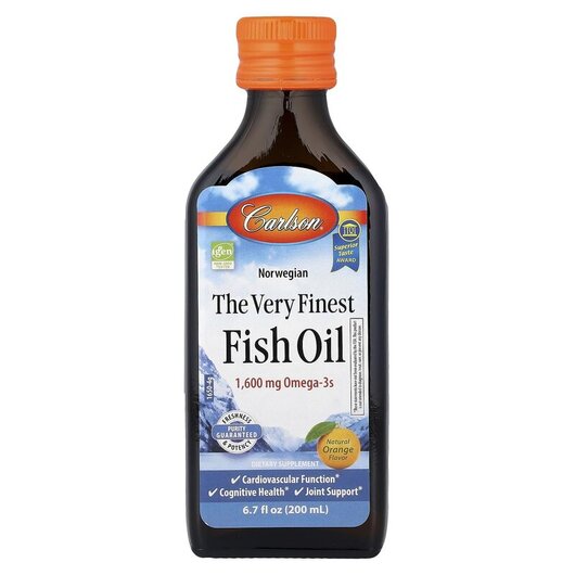 Основное фото товара Carlson, Омега 3, The Very Finest Fish Oil Natural Orange, 200 мл