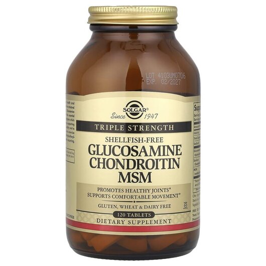 Основне фото товару Glucosamine Chondroitin MSM Triple Strength Основне фото товару Glucosamine Chondroitin MSM, Глюкозамін Хондроітин МСМ, 120 табле