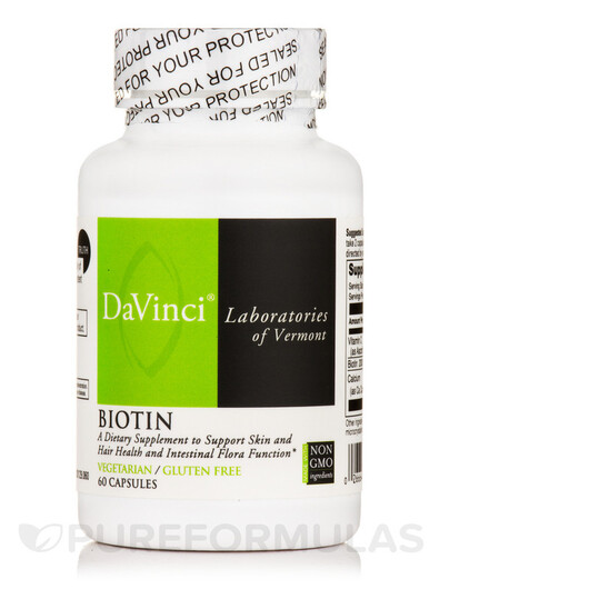 Основне фото товару Biotin 1000 mcg Основне фото товару DaVinci Laboratories, Biotin 1000 mcg, Вітамін B7 Біотин, 60 капс
