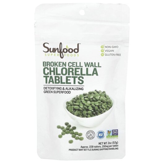 Основне фото товару Broken Cell Wall Chlorella Tablets 250 mg 228 Tablets, Хлорела, 5