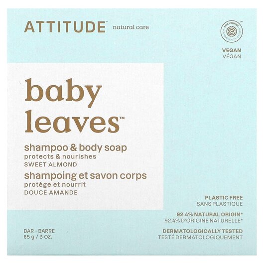 Основне фото товару Baby Leaves Shampoo & Body Bar Soap Sweet Almond Основне фото товару Baby Leaves Shampoo & Body Bar Soap Sweet Almond, Шампунь для