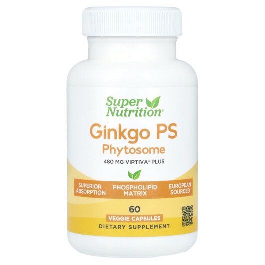 Основне фото товару Ginkgo Biloba Phytosome 480 mg, Гінкго Білоба, 60 капсул