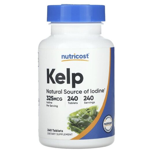 Основне фото товару Kelp 325 mcg Основне фото товару Nutricost, Kelp 325 mcg, Ламінария, 240 таблеток
