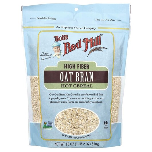 Основное фото товара Зерновые культуры, High Fiber Oat Bran Hot Cereal, 510 г