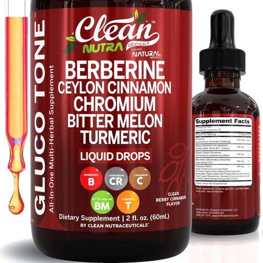Основне фото товару Berberine with Ceylon Cinnamon Supplement Liquid Drops, Берберин,