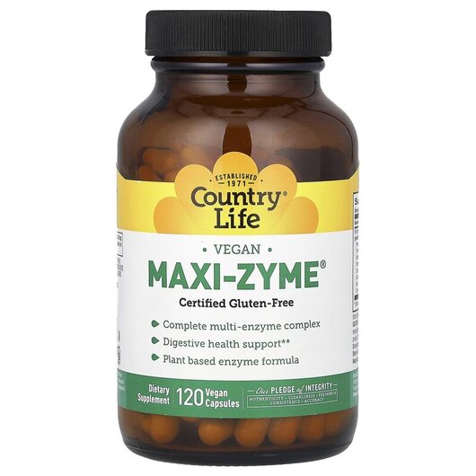Основне фото товару Country Life, Maxi-Zyme Caps, Ферменти, 120 капсул