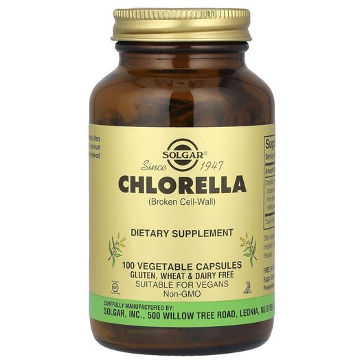 Основне фото товару Solgar, Chlorella Broken Cell-Wall, Хлорела, 100 капсул