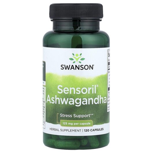 Основне фото товару Sensoril Ashwagandha 125 mg Основне фото товару Swanson, Sensoril Ashwagandha 125 mg, Ашваганда, 120 капсул