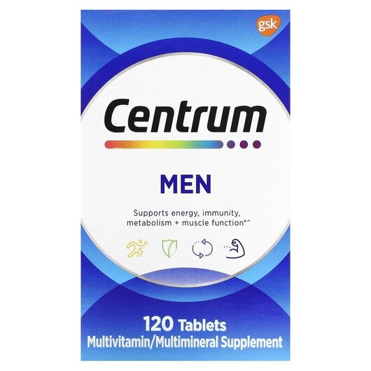 Основне фото товару Men Multivitamins Основне фото товару Centrum, Men Multivitamins, Вітаміни, 120 таблеток