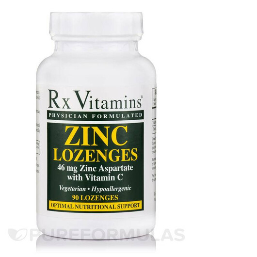 Основное фото товара Zinc 46 mg Zinc Aspartate with Vitamin C Основное фото товара Rx Vitamins, Цинк Аспартат, Zinc Lozenges with Vitamin C, 90 табл