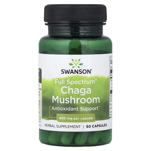 Основное фото товара Swanson, Грибы Чага, Full Spectrum Chaga Mushroom 400 mg, 60 капс