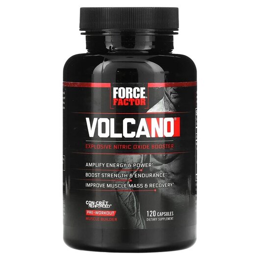 Основное фото товара Volcano Explosive Nitric Oxide Booster Основное фото товара Force Factor, Предтренировочный комплекс, Volcano, 120 капсул