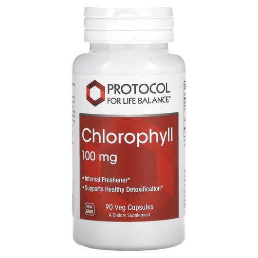 Основне фото товару Chlorophyll 100 mg Основне фото товару Protocol for Life Balance, Chlorophyll 100 mg, Хлорофіл, 90 капсу