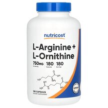 L-Arginine + L-Ornithine 750 mg L-Аргинин Nutricost L-Arginine + L-Ornithine 750 mg L-Аргинин Nutricost