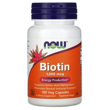 Biotin 1000 mcg Витамин B7 Биотин NOW Foods 100 капсул Biotin 1000 mcg Витамин B7 Биотин NOW Foods 100 капсул