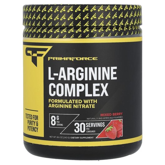 Основне фото товару Primaforce, L-Arginine Complex Mixed Berry, L-Аргінін, 240 г