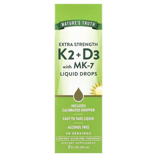Основное фото товара Extra Strength D3 + K2 with MK-7 Liquid Drops Основное фото товара Витамины D3 + K2, Extra Strength D3 + K2 with MK-7 Liquid Drops,