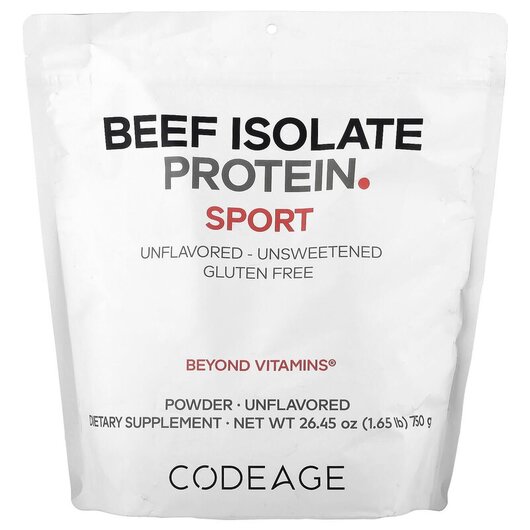 Основне фото товару CodeAge, Beef Isolate Protein Sport, Колаген з яловичини, 750 г