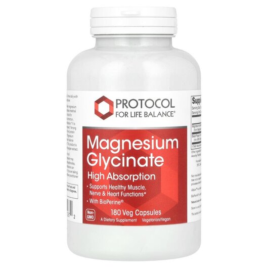 Основне фото товару Magnesium Glycinate High Absorption, Магній, 180 капсул