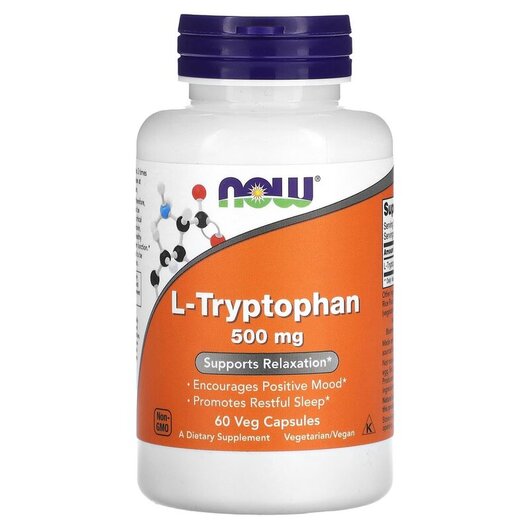 Основное фото товара NOW Foods, L-Триптофан, L-Tryptophan 500 mg, 60 капсул