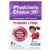 Kids Probiotic + Fiber 1+ Years Unflavored Конфеты с 24 шт