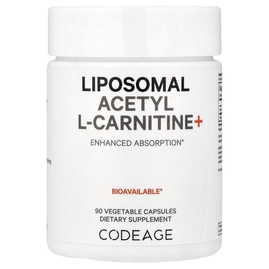 Основне фото товару Liposomal Acetyl L-Carnitine+ Основне фото товару CodeAge, Liposomal Acetyl L-Carnitine+, Ацетилкарнітин, 90 капсул