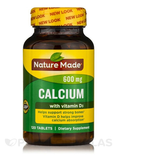 Основное фото товара Nature Made, Витамин D, Calcium 600 mg with Vitamin D3, 120 табле