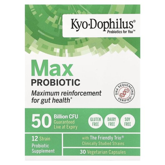Основное фото товара Kyo-Dophilus Max Probiotic 50 Billion CFU Основное фото товара Kyolic, Пробиотики, Max Probiotic, 30 капсул