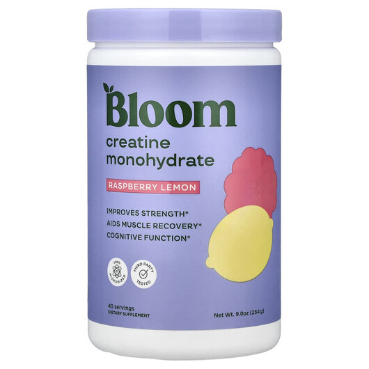 Основне фото товару Bloom, Creatine Monohydrate Raspberry Lemon, Креатин, 254 г