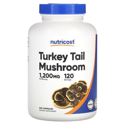 Основное фото товара Nutricost, Грибы, Turkey Tail Mushroom 1200 mg, 240 капсул