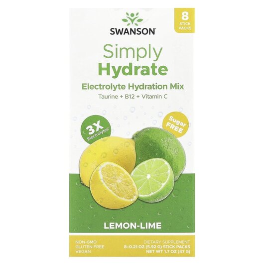 Основное фото товара Simply Hydrate Electrolyte Hydration Mix Lemon-Lime Основное фото товара Электролиты, Simply Hydrate Electrolyte Hydration Mix Lemon-Lime,