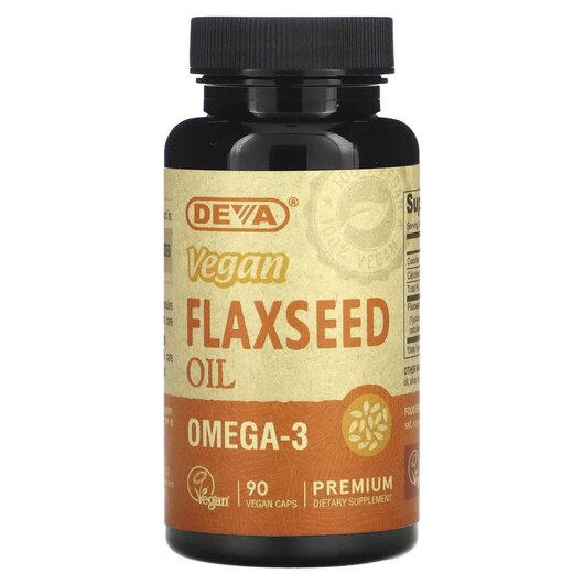 Основное фото товара Deva, Веганское Льняное Масло, Flaxseed Oil Vegan, 90 капсул