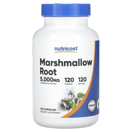 Основне фото товару Nutricost, Marshmallow Root 5000 mg, Алтея, 120 капсул