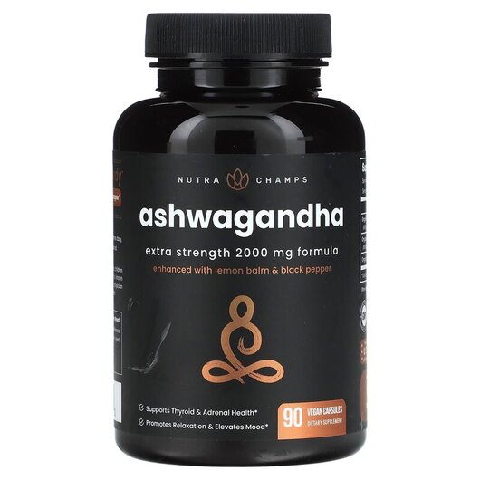 Основное фото товара Ashwagandha Extra Strength 2000 mg Основное фото товара NutraChamps, Ашваганда, Ashwagandha Extra Strength 2000 mg, 90 ка