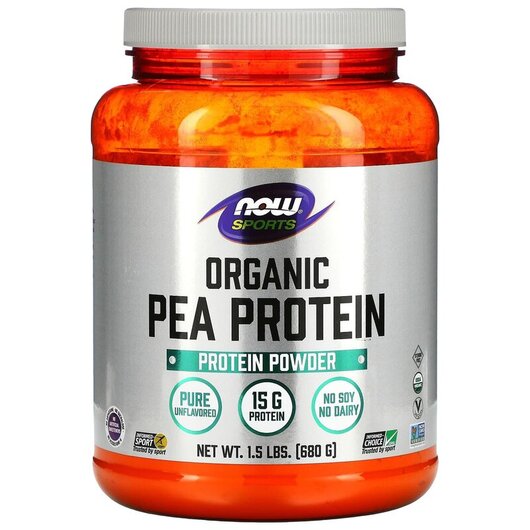 Основне фото товару Sports Organic Pea Protein Natural Unflavored Основне фото товару NOW Foods, Pea Protein Unflavored, Гороховий Протеїн, 680 г