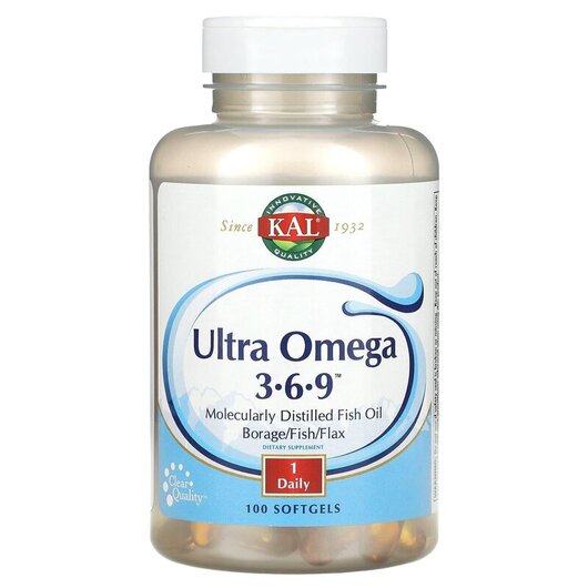 Основное фото товара KAL, Омега 3 6 9, Ultra Omega 3-6-9, 100 капсул