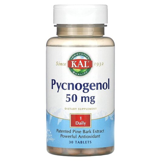Основное фото товара KAL, Пикногенол, Pycnogenol 50 mg, 30 таблеток