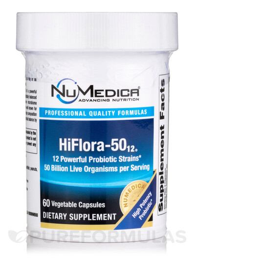 Основное фото товара NuMedica, Поддержка кишечника, HiFlora-50, 60 капсул