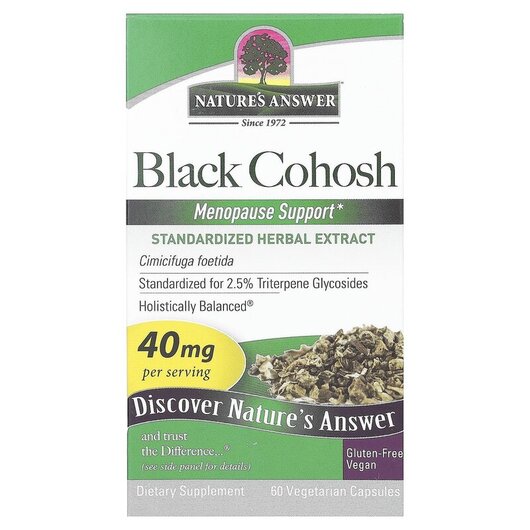 Основное фото товара Nature's Answer, Клопогон кистевидный, Black Cohosh 40 mg, 6