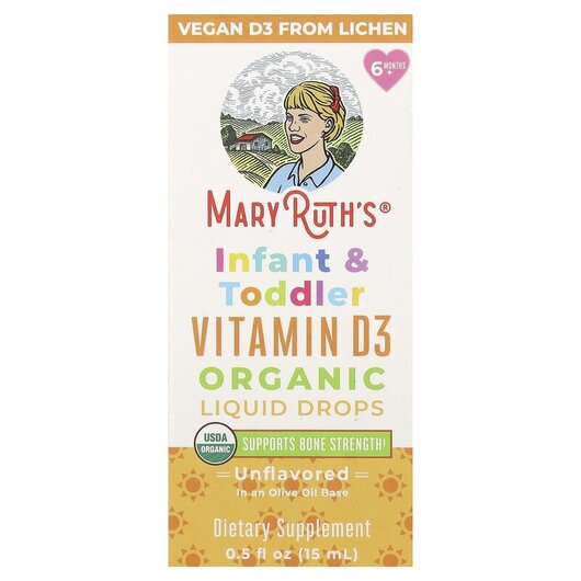 Основное фото товара Organic Infant & Toddler Vitamin D3 Liquid Drops 6 Months - 3 Years Unflavored Основное фото товара Organic Infant & Toddler Vitamin D3 Liquid Drops 6 Months, Ви