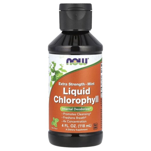 Основне фото товару NOW Foods, Liquid Chlorophyll Extra Strength Mint, Хлорофіл, 118 