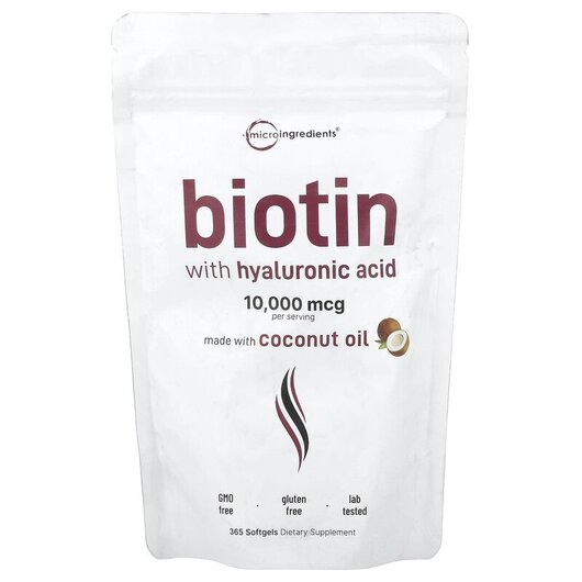 Основное фото товара Biotin with Hyaluronic Acid Основное фото товара Витамин B7 Биотин, Biotin with Hyaluronic Acid, 365 капсул