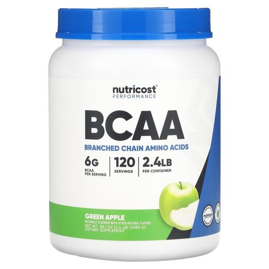 Основное фото товара Performance BCAA Green Apple Основное фото товара Nutricost, БЦАА, Performance BCAA Green Apple, 1080 г