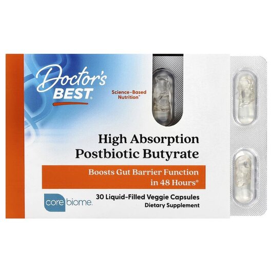 Основное фото товара High Absorption Postbiotic Butyrate Основное фото товара Масляная кислота, High Absorption Postbiotic Butyrate, 30 капсул