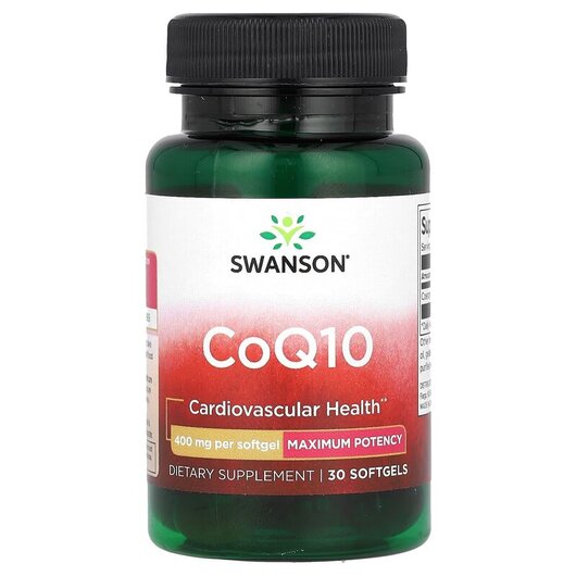 Основне фото товару Swanson, CoQ10 400 mg, Коензим CoQ10, 30 капсул