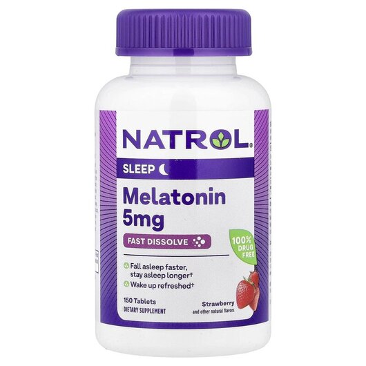 Основное фото товара Melatonin Fast Dissolve Extra Strength Strawberry 5 mg Основное фото товара Melatonin Fast Dissolve Extra Strength Strawberry, Мелатонин, 150