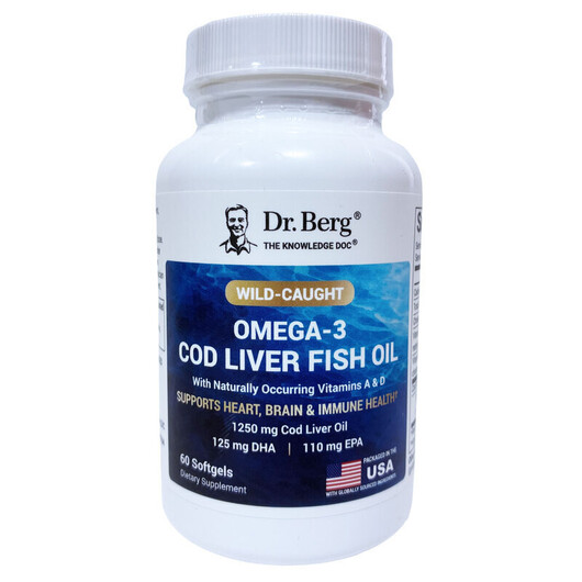 Основное фото товара Omega-3 Cod Liver Fish Oil Основное фото товара Dr. Berg, Масло печени трески, Cod Liver Fish Oil, 60 капсул