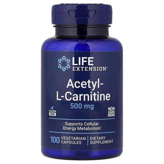 Основне фото товару Acetyl-L-Carnitine 500 mg, Ацетил L-карнітин 500 мг, 100 капсул